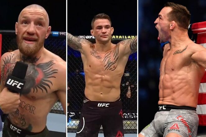 Conoras McGregoras, Dustinas Poirier ir Michaelas Chandleris | Instagram.com nuotr