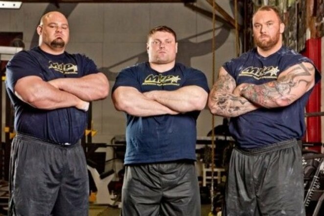 Brianas Shaw, Žydrūnas Savickas, Hafthoras Bjornssonas | Organizatorių nuotr.