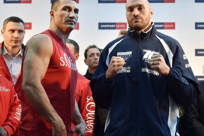 Vladimiras Kličko ir Tysonas Fury | AP/Scanpix nuotr.