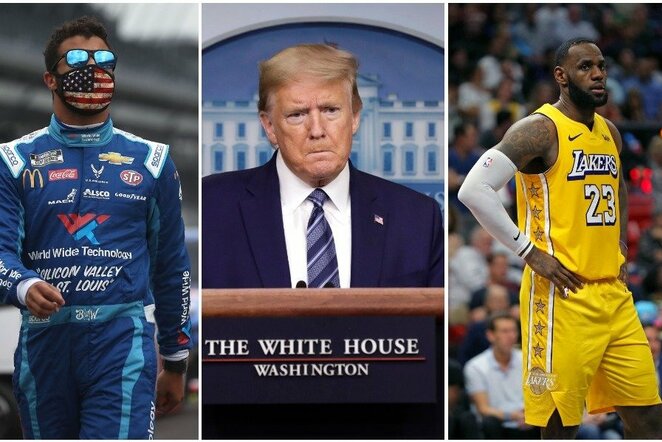 Bubba Wallace'as, Donaldas Trumpas ir LeBronas Jamesas | Scanpix nuotr.