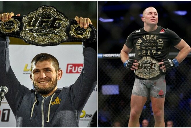 Chabibas Nurmagomedovas ir Georgesas St-Pierre'as | Scanpix nuotr.