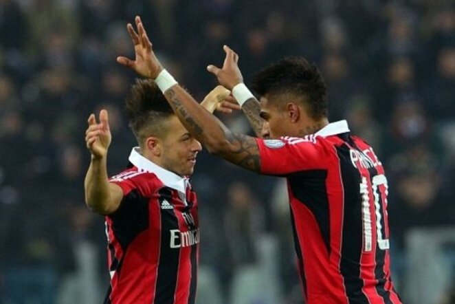 Stephanas El Shaarawy (kair.) ir Kevinas-Prince'as Boatengas | AFP/Scanpix nuotr.