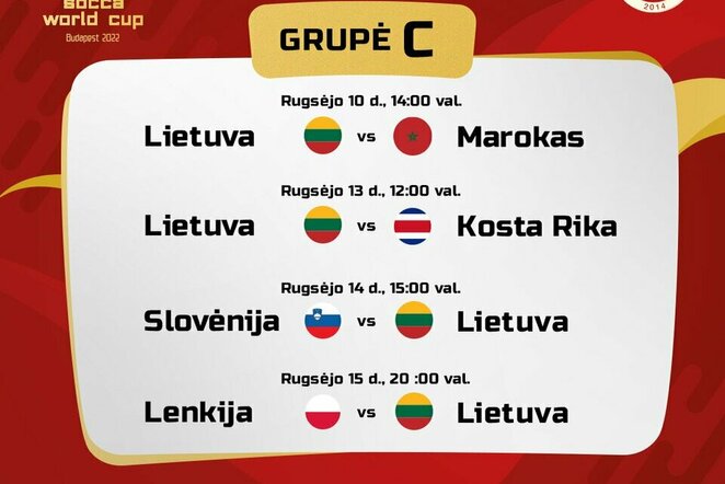 Lietuvos mažojo futbolo rinktinės grupių etapo tvarkaraštis | Organizatorių nuotr.