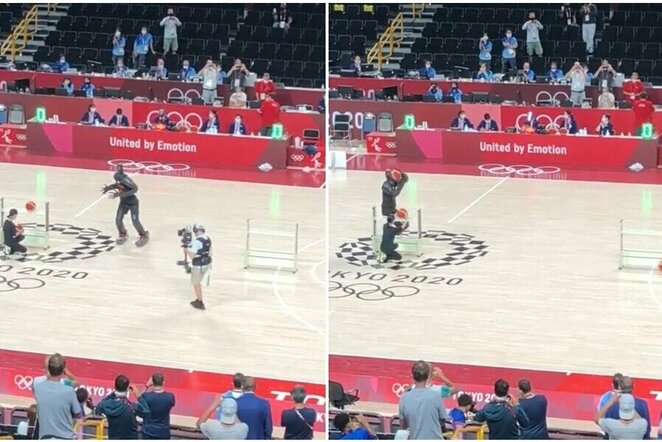 Krepšinio robotas Tokijo olimpiadoje | „Twitter“ nuotr.