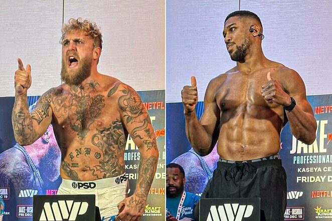 Jake'as Paulas ir Anthony Joshua  | Allos Fedorčenko ir Manto Stankevičiaus nuotr.