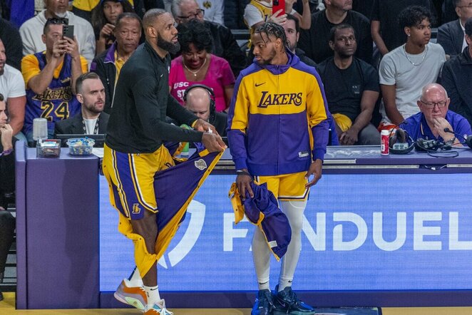 LeBronas Jamesas ir Bronny Jamesas | Scanpix nuotr.