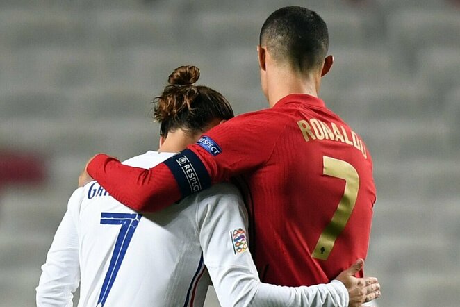 Antoine'as Griezmannas ir Cristiano Ronaldo | Scanpix nuotr.