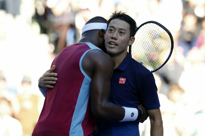 Kei Nishikori prieš Francesą Tiafoe | EPA nuotr.