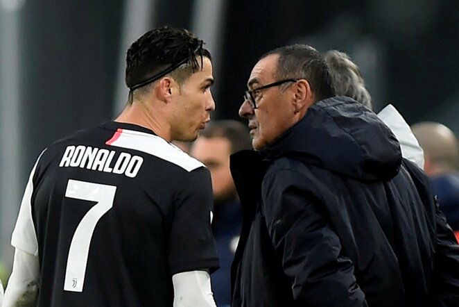 Cristiano Ronaldo ir Maurizio Sarri | Scanpix nuotr.