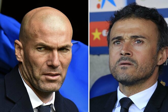 Zinedine'as Zidane'as (kair.) ir Luisas Enrique  | Scanpix nuotr.