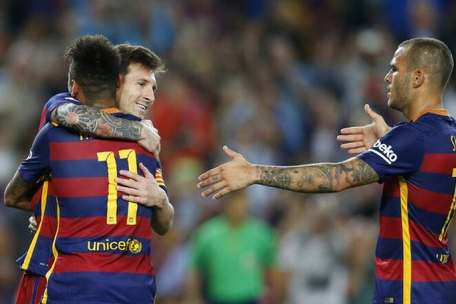 Neymaras ir Lionelis Messi (kair.) vedė katalonų klubą į pergalę | AP/Scanpix nuotr.