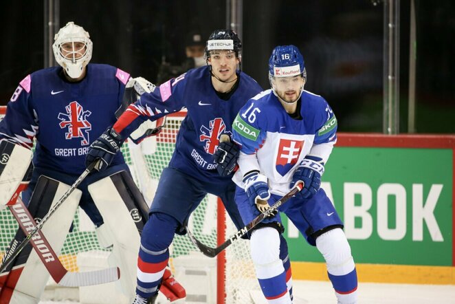 Slovakija – Didžioji Britanija rungtynių akimirka | IIHF nuotr.
