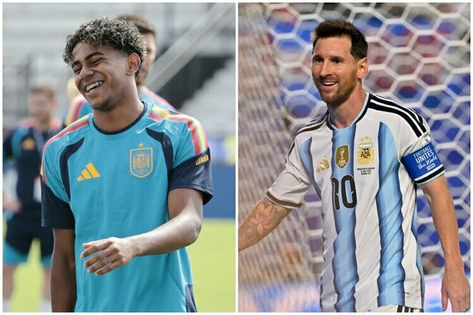 Lamine'as Yamalis ir Lionelis Messi | EPA nuotr.