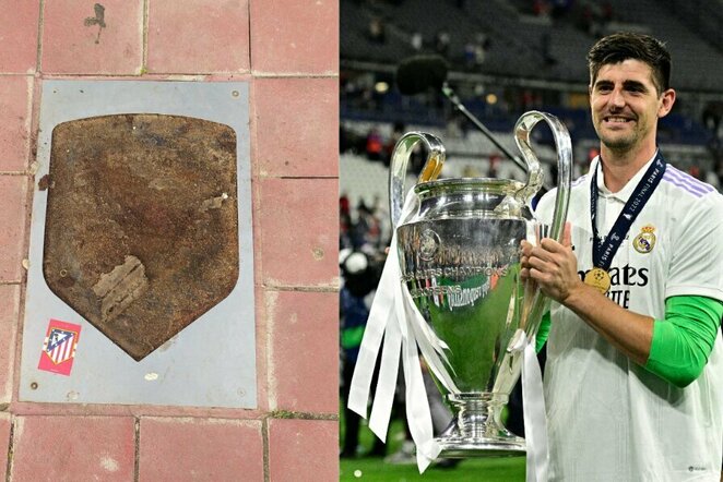 Nuplėšta Thibaut Courtois atminimo lentelė | „Scanpix“ ir instagram.com nuotr.