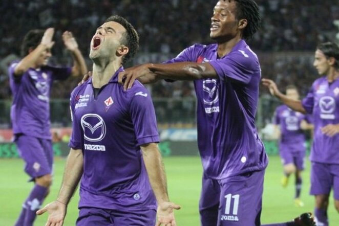 „Fiorentina“ ekipa džiaugiasi įvarčiu | LaPresse/Scanpix nuotr.