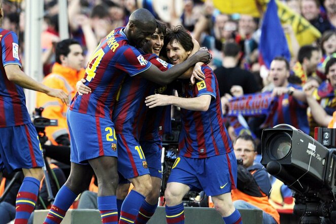 Yaya Toure, Bojanas Krkičius ir Lionelis Messi | Scanpix nuotr.