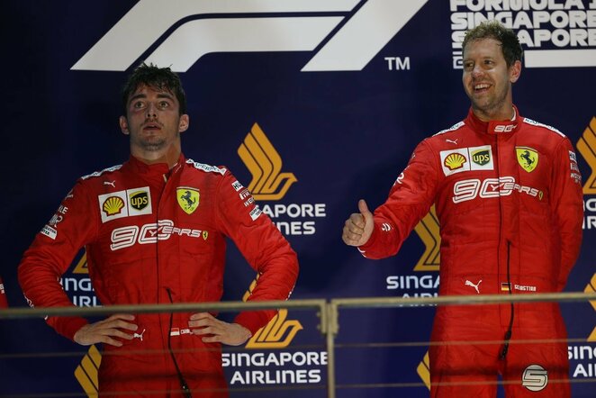 Charlesas Leclercas ir Sebastianas Vettelis | Scanpix nuotr.