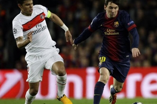 Thiago Silva ir Lionelis Messi | REUTERS/Scanpix nuotr.