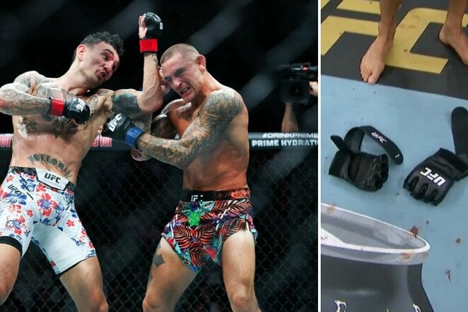 Dustinas Poirier ir Maxas Holloway | Scanpix nuotr.
