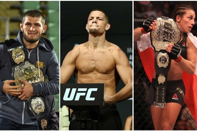 Chabibas Nurmagomedovas, Nate'as Diazas, Joanna Jedrzejczyk | Scanpix nuotr.