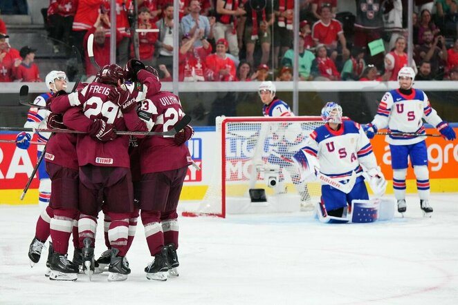 Latvija – JAV rungtynių akimirka | IIHF nuotr.