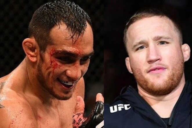 Tony Fergusonas ir Justinas Gaethje | Organizatorių nuotr.