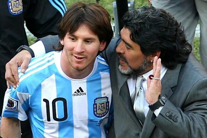 Lionelis Messi ir Diego Maradona | „Twitter“ nuotr.