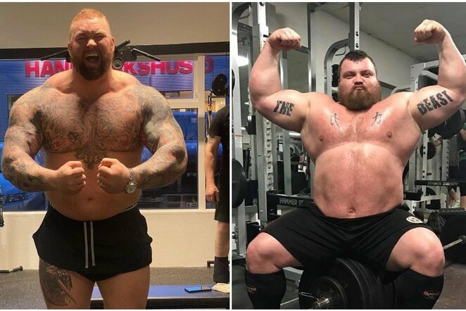 Hafthoras Bjornssonas ir Eddie Hallas | Instagram.com nuotr