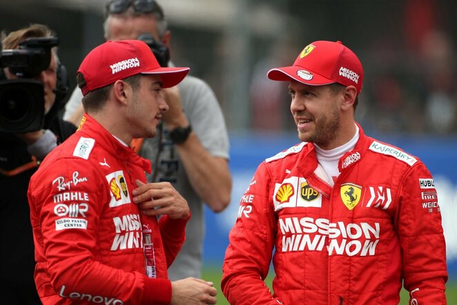 Charlesas Leclercas ir Sebastianas Vettelis | Scanpix nuotr.