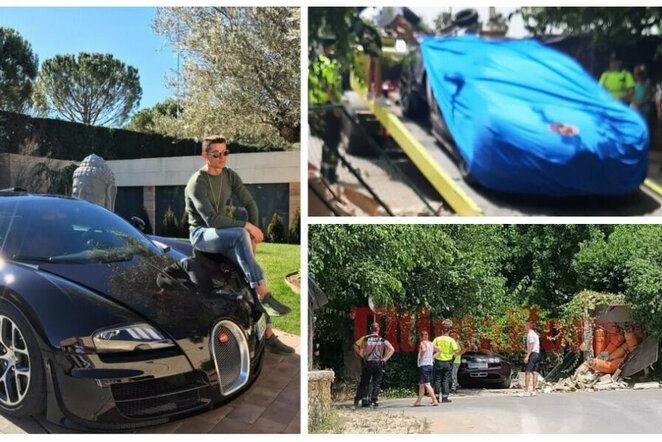 C.Ronaldo apsauginis aplamdė prabangų portugalo „Bugatti Veyron“ automobilį | Instagram.com nuotr