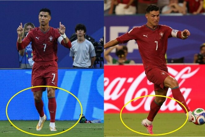 Cristiano Ronaldo prieš pertrauką ir po jos | EPA nuotr.