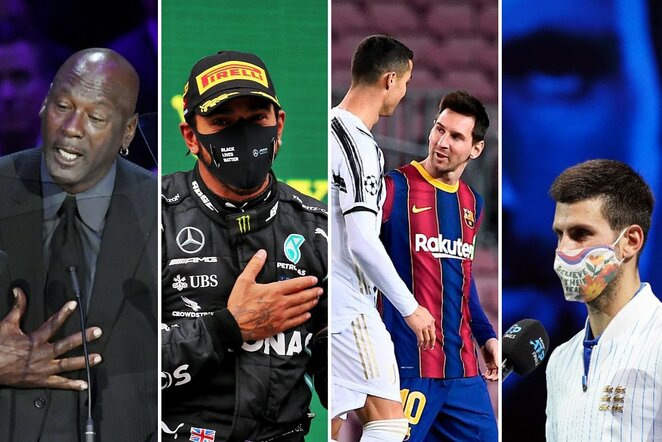 Michaelas Jordanas, Lewisas Hamiltonas, Cristiano Ronaldo su Lioneliu Messi ir Novakas Djokovičius | Scanpix nuotr.