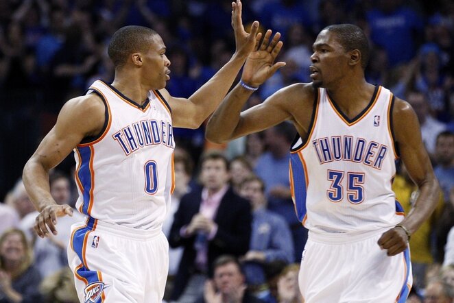 Russellas Westbrookas ir Kevinas Durantas | AP\Scanpix nuotr.