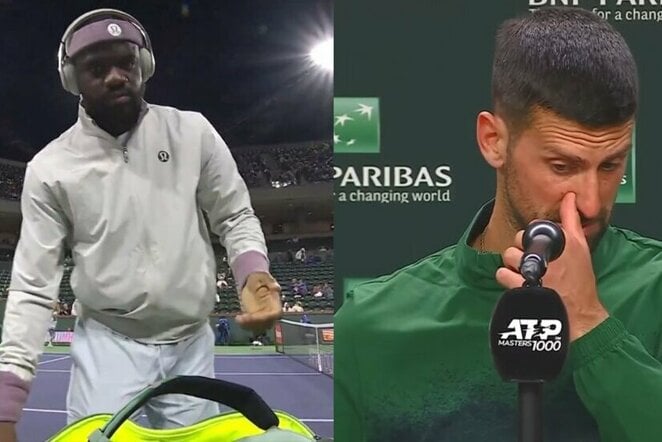 Francesas Tiafoe ir Novakas Djokovičius | „Stop“ kadras