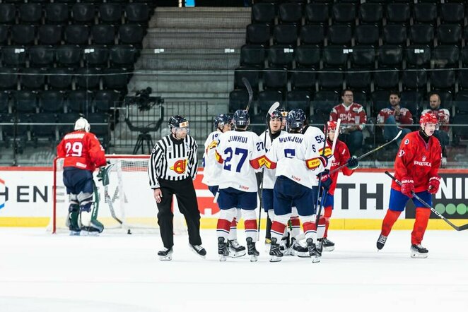 Korėjos – Kroatijos rungtynių akimirka | IIHF nuotr.
