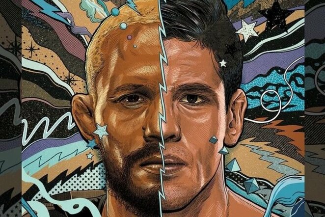 Deivisonas Figueiredo ir meksikietis Brandonas Moreno | Organizatorių nuotr.