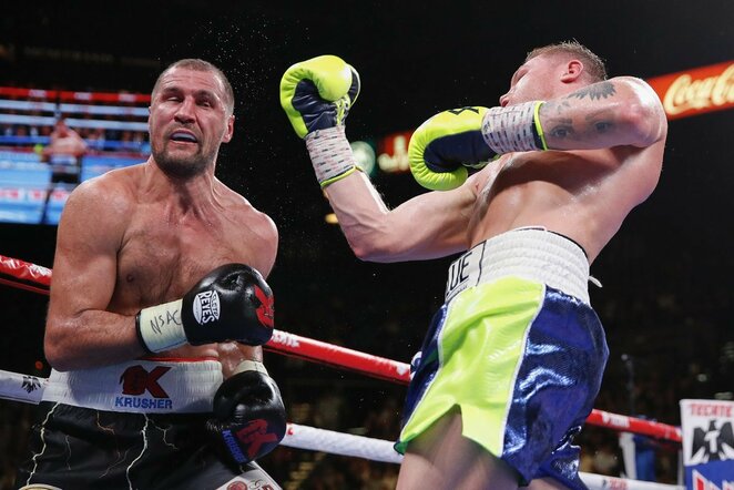 Sergejus Kovaliovas ir Saulis „Canelo“ Alvarezas | Scanpix nuotr.