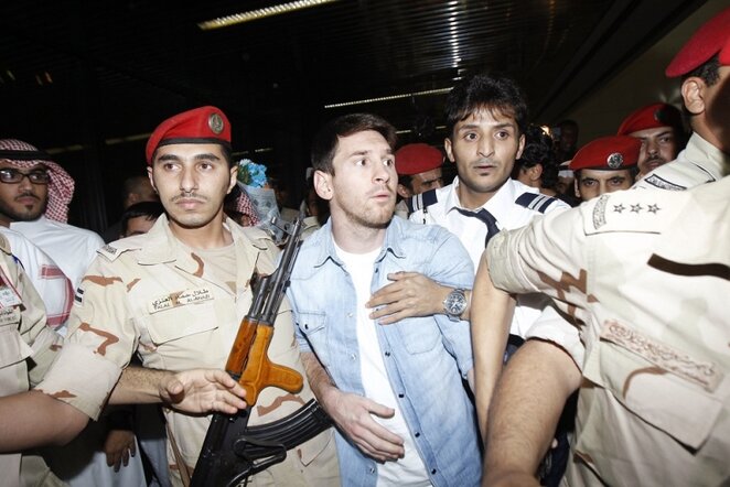 Lionelis Messi pasitinkamas Rijade | Reuters/Scanpix nuotr.