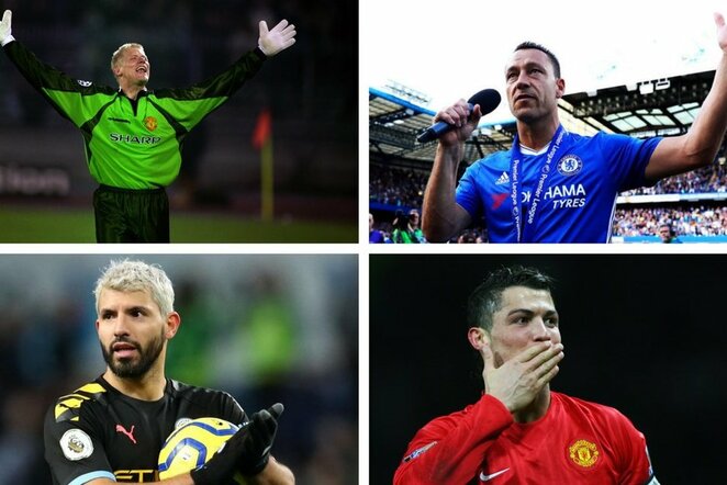 Peteris Schmeichelis, Johnas Terry, Sergio Aguero ir Cristiano Ronaldo | „Twitter“ nuotr.