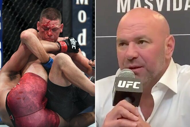 Nate'o Diazo ir Jorge Masvidalio kovos akimirka | Dana White'as | Scanpix nuotr.