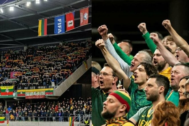 Fotomontažas: futbolo ir krepšinio rinktinių sirgaliai | futbolas.lt fotomontažas