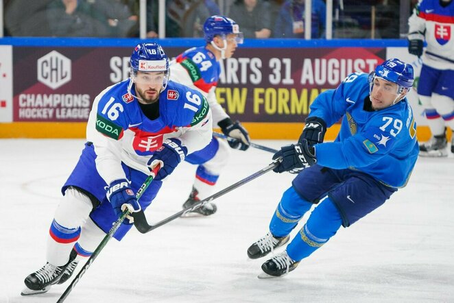 Kazachstanas – Slovakija rungtynių akimirka | IIHF nuotr.