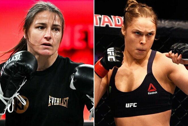 Katie Taylor ir Ronda Rousey | Organizatorių nuotr.