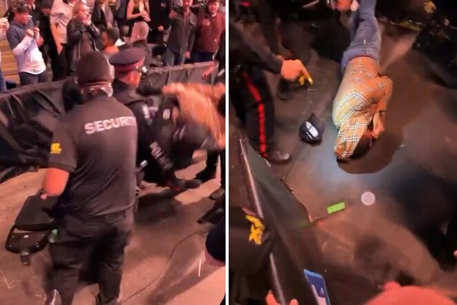 UFC turnyre žiūrovus tramdė policija | „Stop“ kadras