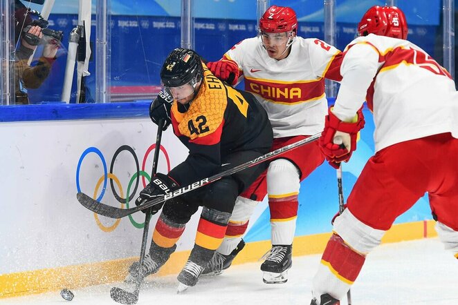Vokietijos – Kinijos rungtynių akimirka | IIHF nuotr.
