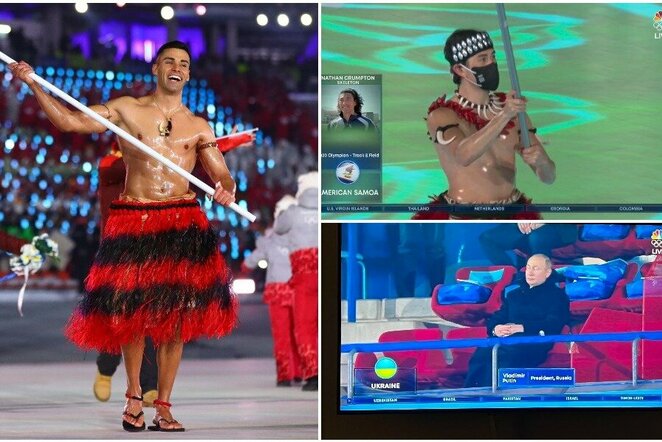 Pita Taufatofua, Nathanas Crumptonas ir Vladimiras Putinas | „Scanpix“ ir instagram.com nuotr.