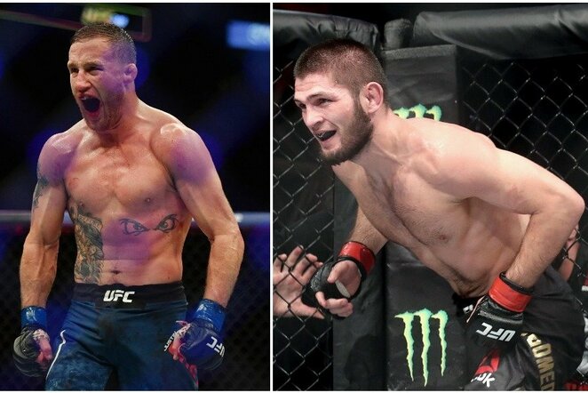 Justinas Gaethje ir Chabibas Nurmagomedovas | Scanpix nuotr.