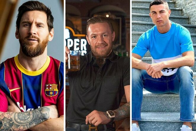 Lionelis Messi, Conoras McGregoras ir Cristiano Ronaldo | Organizatorių nuotr.