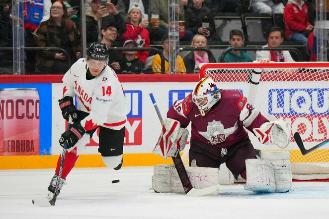 Latvija – Kanada rungtynių akimirka | IIHF nuotr.