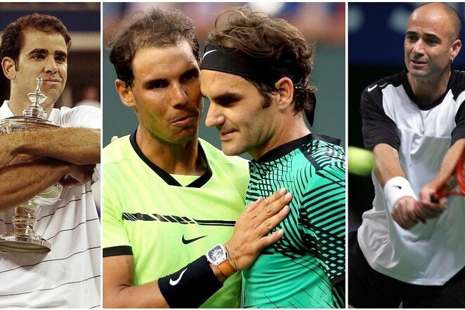 Pete'as Samprasas, Rafaelis Nadalis, Rogeris Federeris ir Andre Agassi | Scanpix nuotr.
